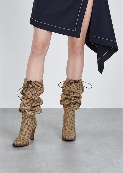 gucci monogram boots cost|gucci print thigh high boots.